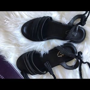 Leather tie up sandals